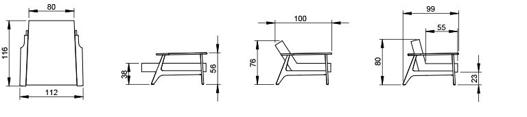 fauteuil Splitback Frej - dimensions